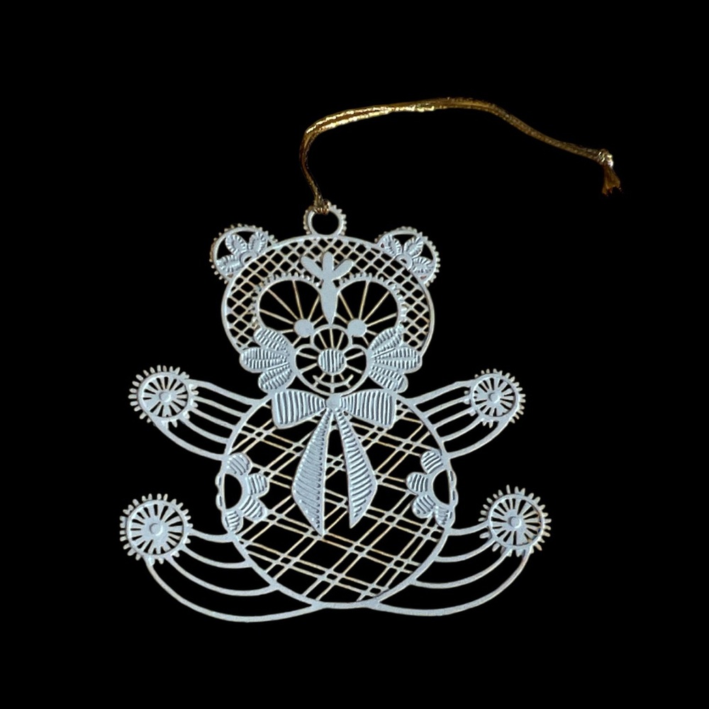 Vintage Winterlace Teddy bear Christmas Ornament by Tamerlane